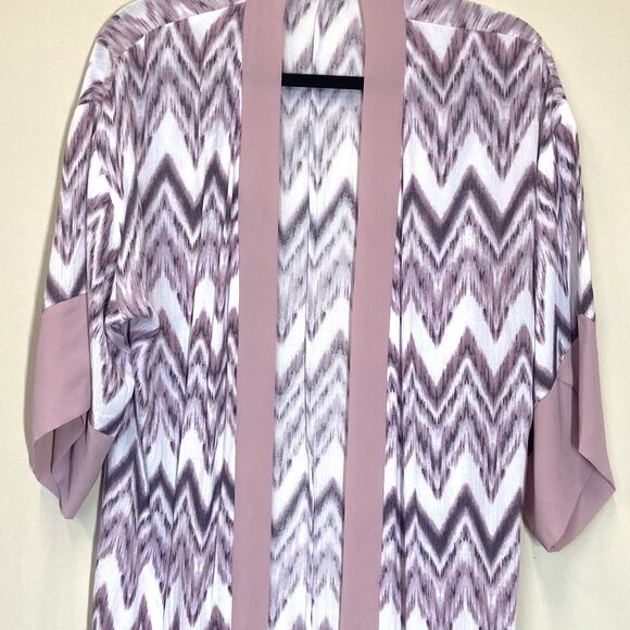 Mystree Kimono Jacket Duster Chevron Ikat Print Blush Size Small Boho Ro… - Picture 3 of 6